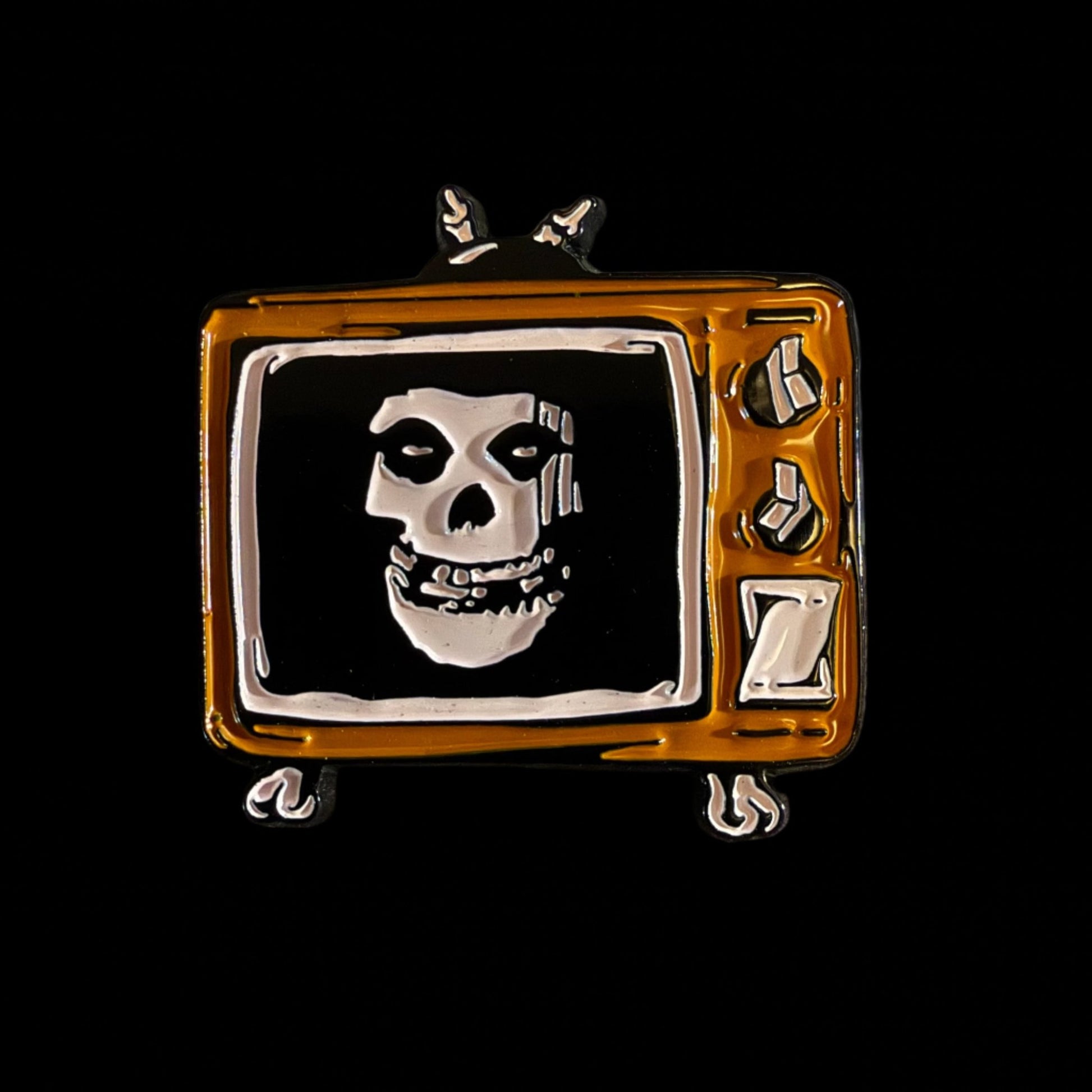  - Misfits TV Skull Pin | Pinback Button | Skulls & Skeletons, Music, Retro & Vintage | Punk, Goth/Gothic from Crypto Zoo Tees