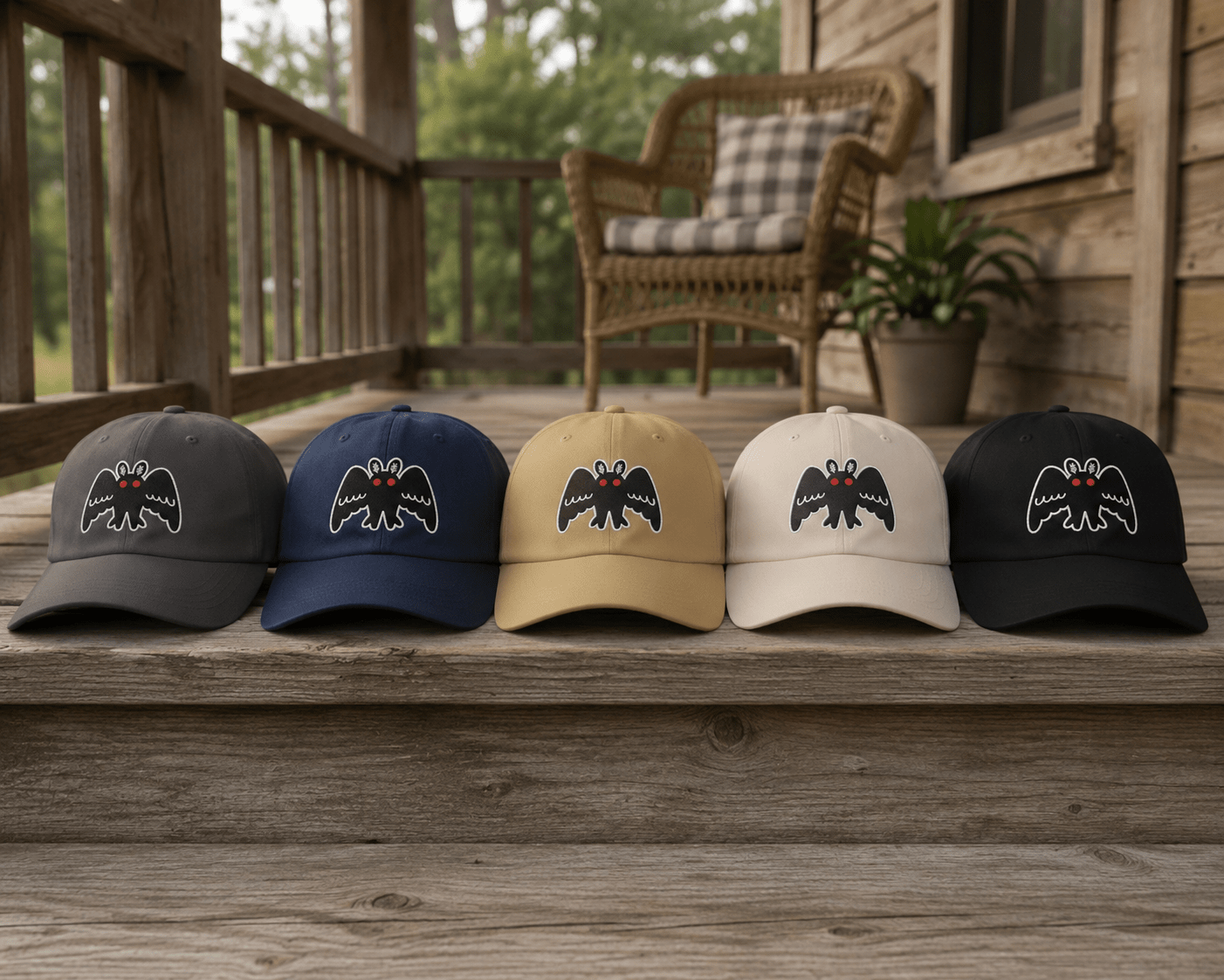 Hats - Mothman Dad Cap | Point Pleasant | Cute Cryptids Paranormal Hat from Crypto Zoo Tees