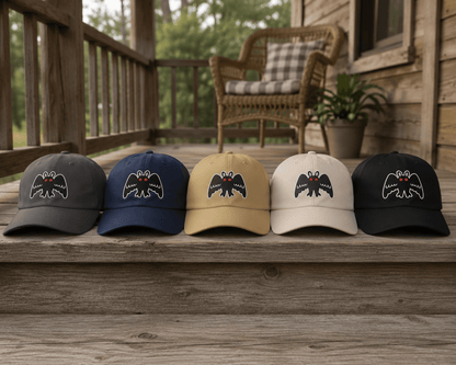 Hats - Mothman Dad Cap | Point Pleasant | Cute Cryptids Paranormal Hat from Crypto Zoo Tees