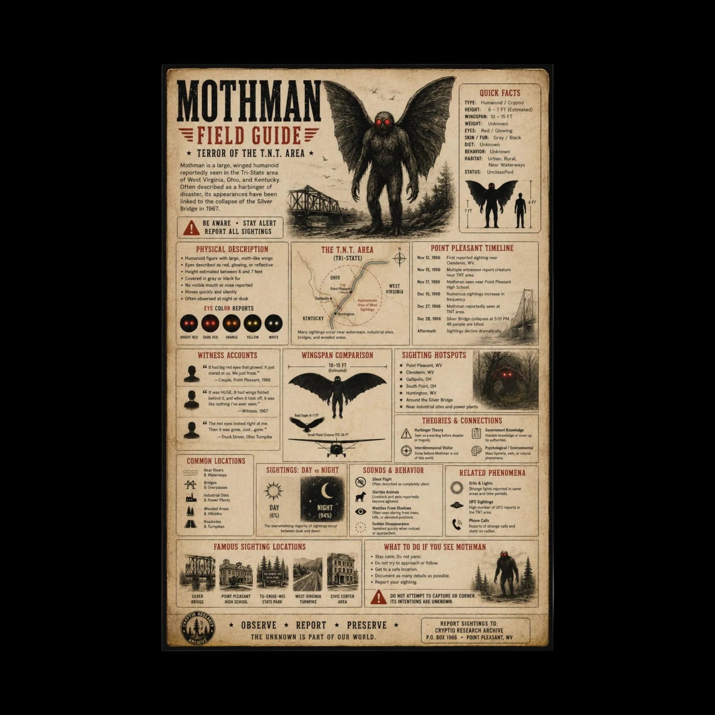 Poster - Mothman Poster from Crypto Zoo Tees