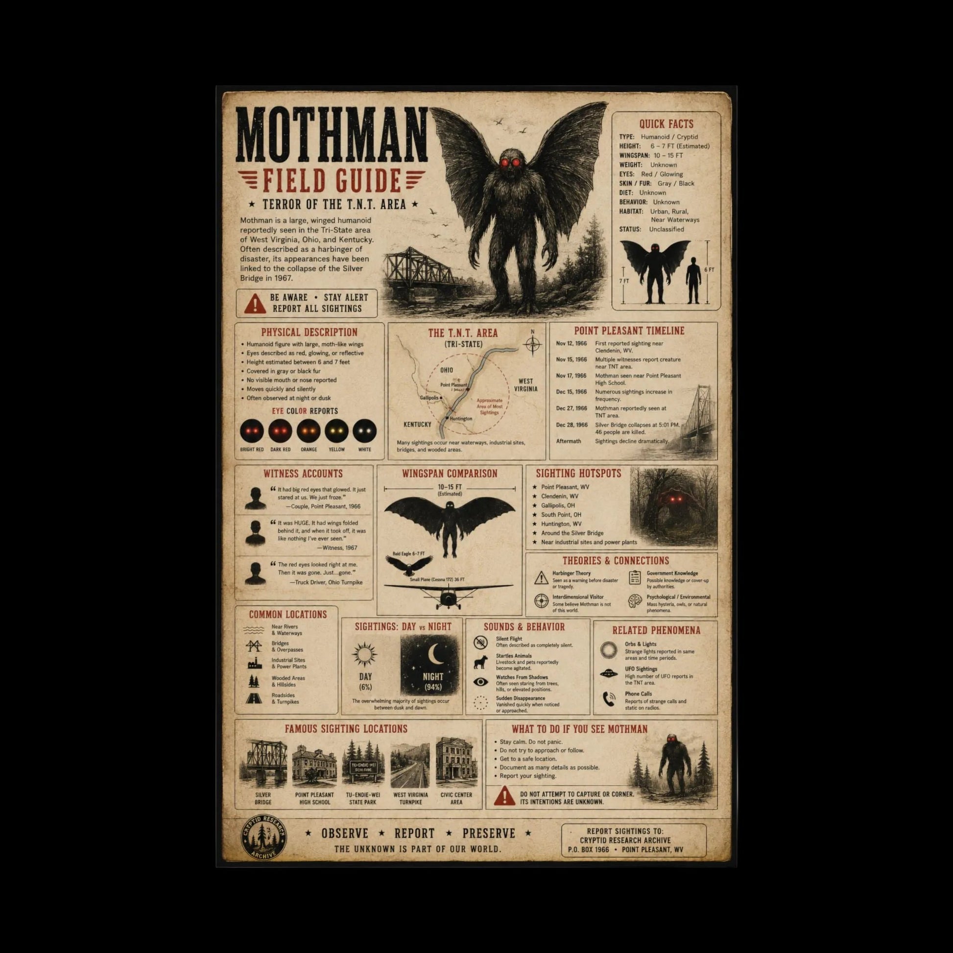 Poster - Mothman Poster from Crypto Zoo Tees