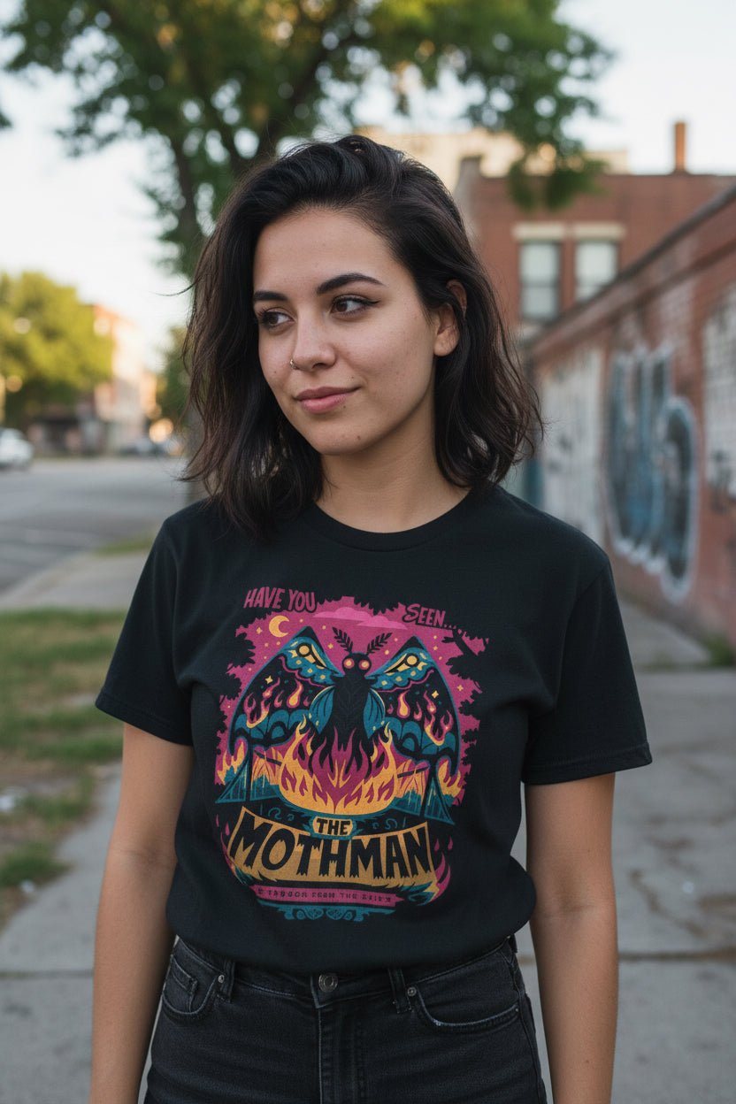 T-Shirt - Mothman Shirt | Unisex Heavy Vintage | Cryptids, Mothman | Goth/Gothic from Crypto Zoo Tees