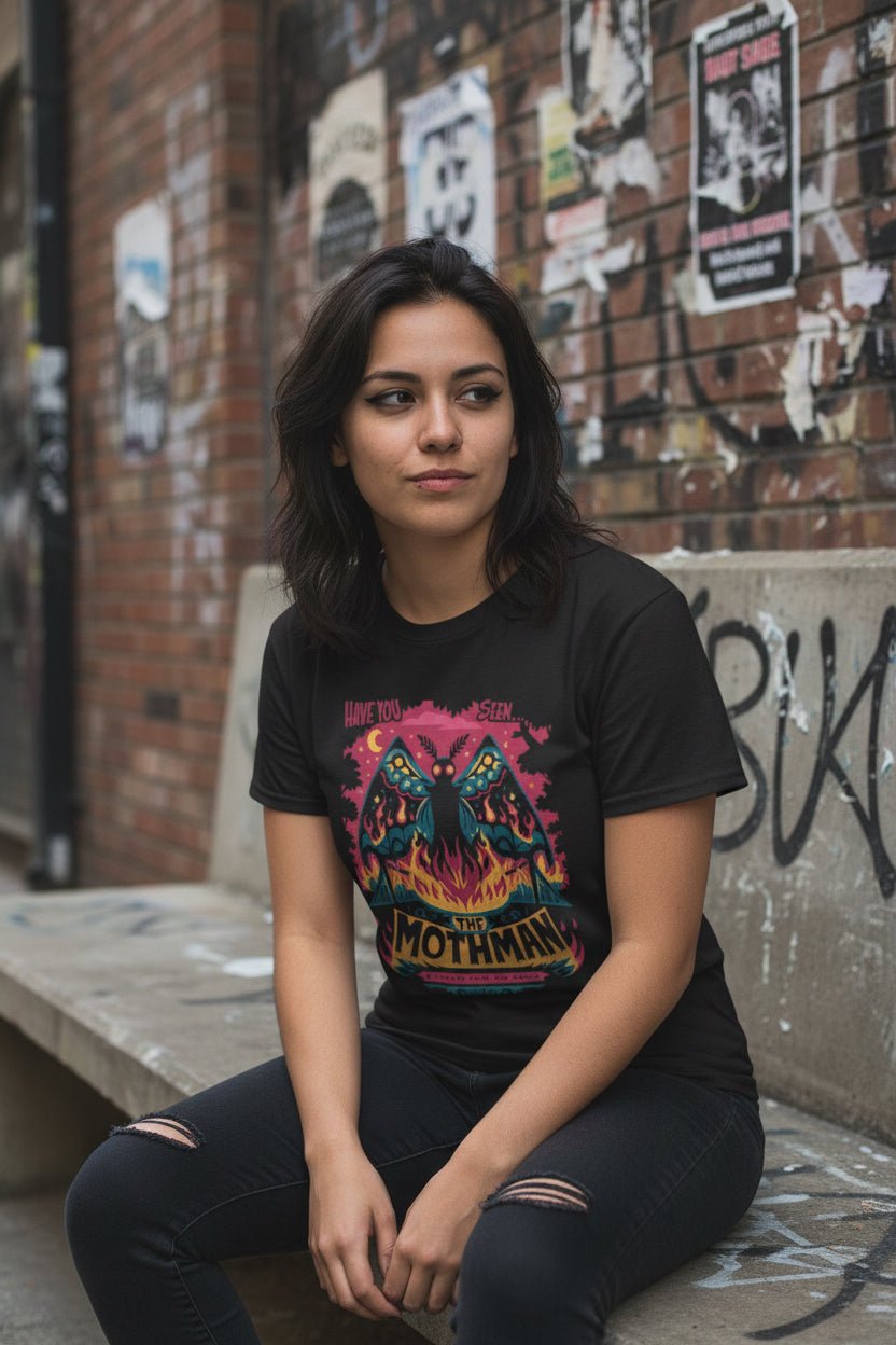 T-Shirt - Mothman Shirt | Unisex Heavy Vintage | Cryptids, Mothman | Goth/Gothic from Crypto Zoo Tees