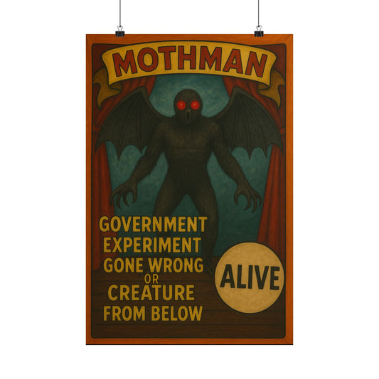 Poster - Mothman Sideshow Poster | Wall Art | Mothman, Retro & Vintage from Crypto Zoo Tees