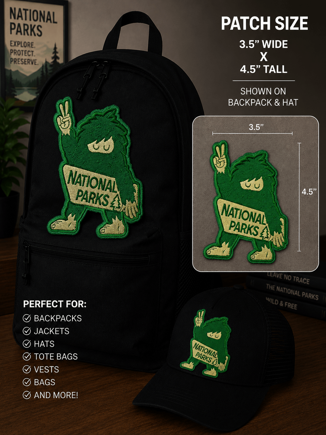 - National Parks Bigfoot Patch | Iron On Patch | Bigfoot, Funny from SHIRT MONSTERS