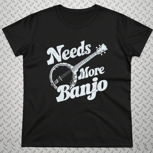T-Shirt - Needs More Banjo | Music, Funny | Unisex Shirt, Ladies Tee, Tank Top, Long Sleeve, Sweatshirt, Hoodie, Kids from Crypto Zoo Tees