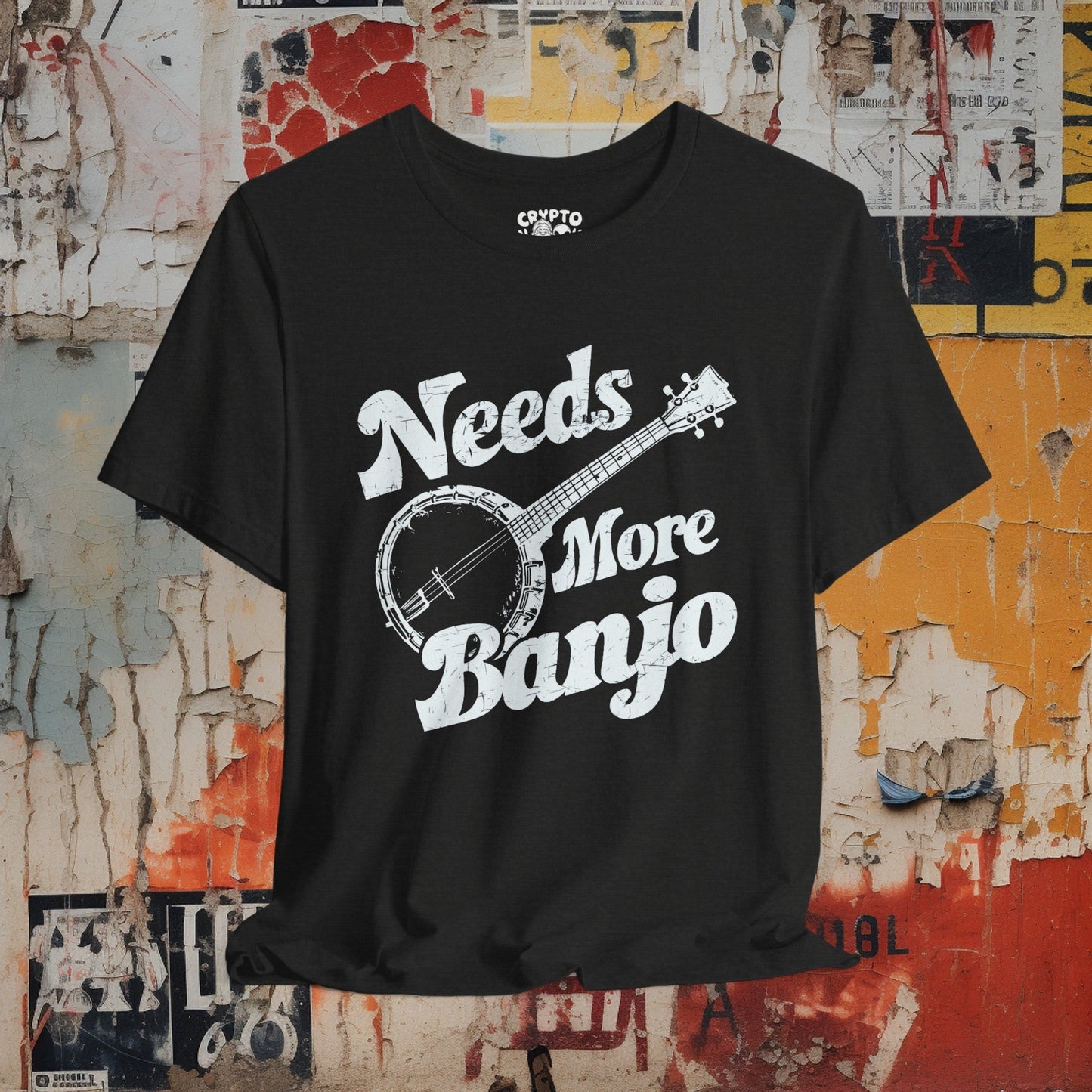 T-Shirt - Needs More Banjo Shirt | Bluegrass Tee | Bella + Canvas Unisex T-shirt from Crypto Zoo Tees