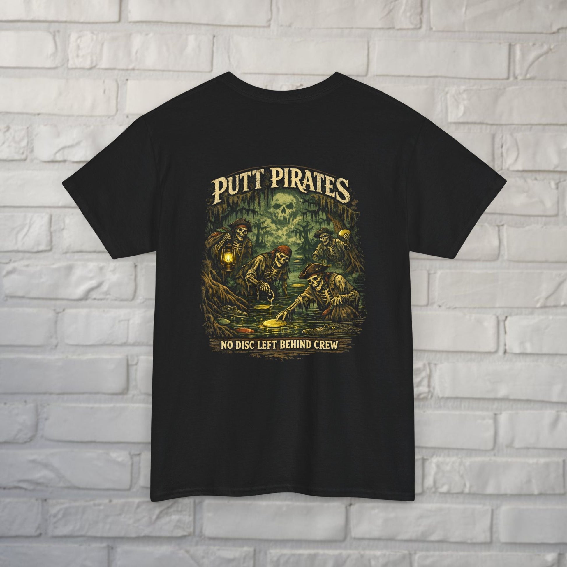 T-Shirt - No Disc Left Behind Crew - Swamp Division - Putt Pirates Disc Golf Shirt from Crypto Zoo Tees