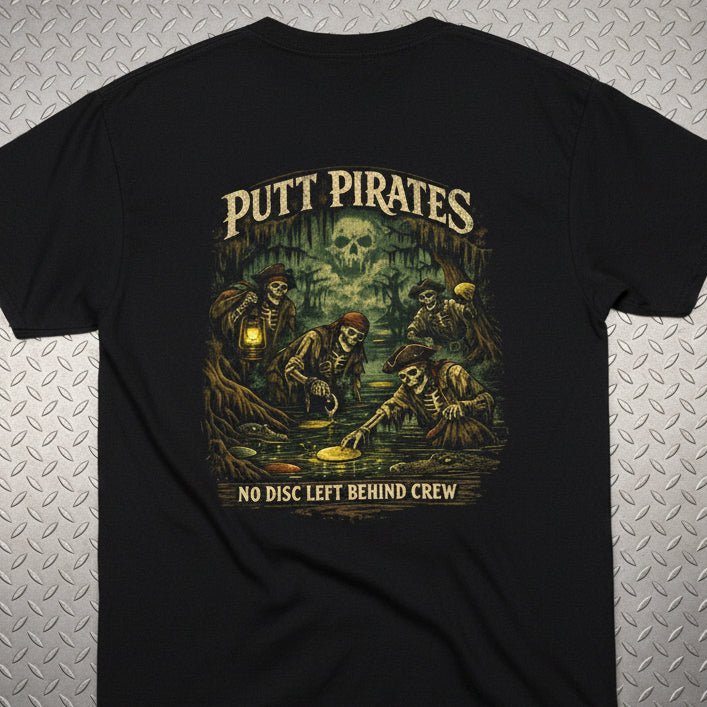 T-Shirt - No Disc Left Behind Crew - Swamp Division - Putt Pirates Disc Golf Shirt from Crypto Zoo Tees