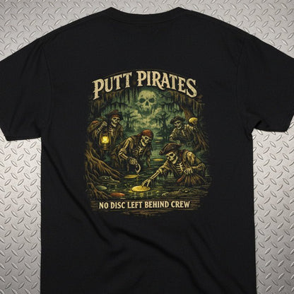 T-Shirt - No Disc Left Behind Crew - Swamp Division - Putt Pirates Disc Golf Shirt from Crypto Zoo Tees