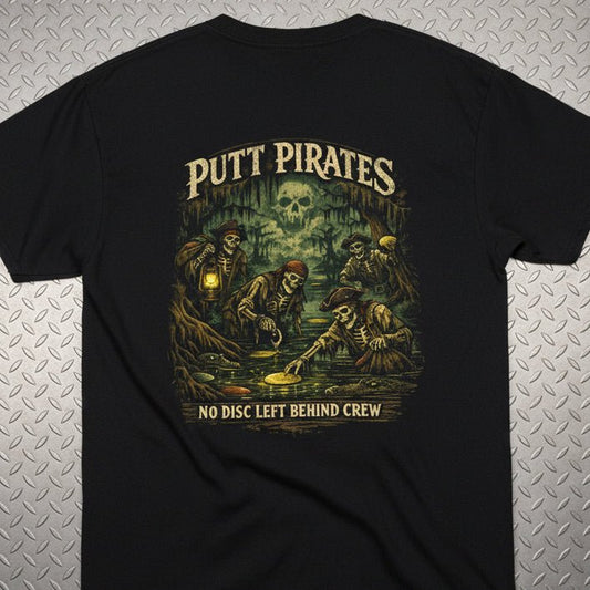 T-Shirt - No Disc Left Behind Crew - Swamp Division - Putt Pirates Disc Golf Shirt from Crypto Zoo Tees