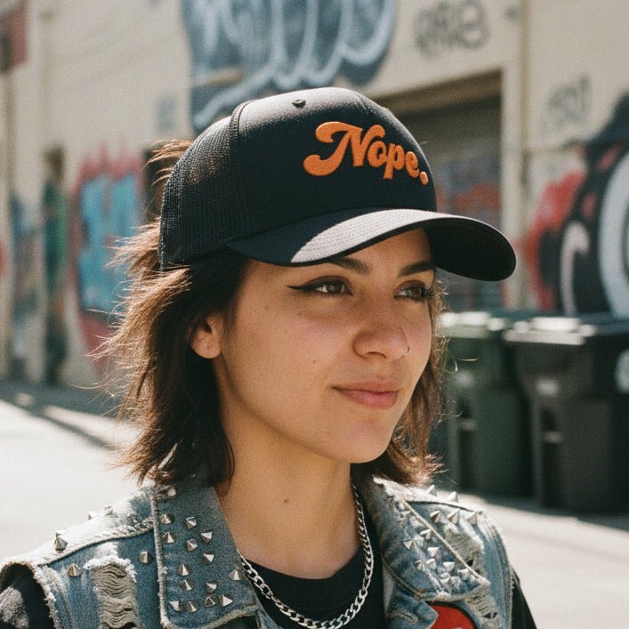 - Nope Trucker Cap | Funny | Retro & Vintage from SHIRT MONSTERS