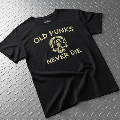 T-Shirt - Old Punks Never Die Shirt | Unisex Heavy Cotton - Gildan 5000 | Punk, Skulls & Skeletons, Goth/Gothic from Crypto Zoo Tees