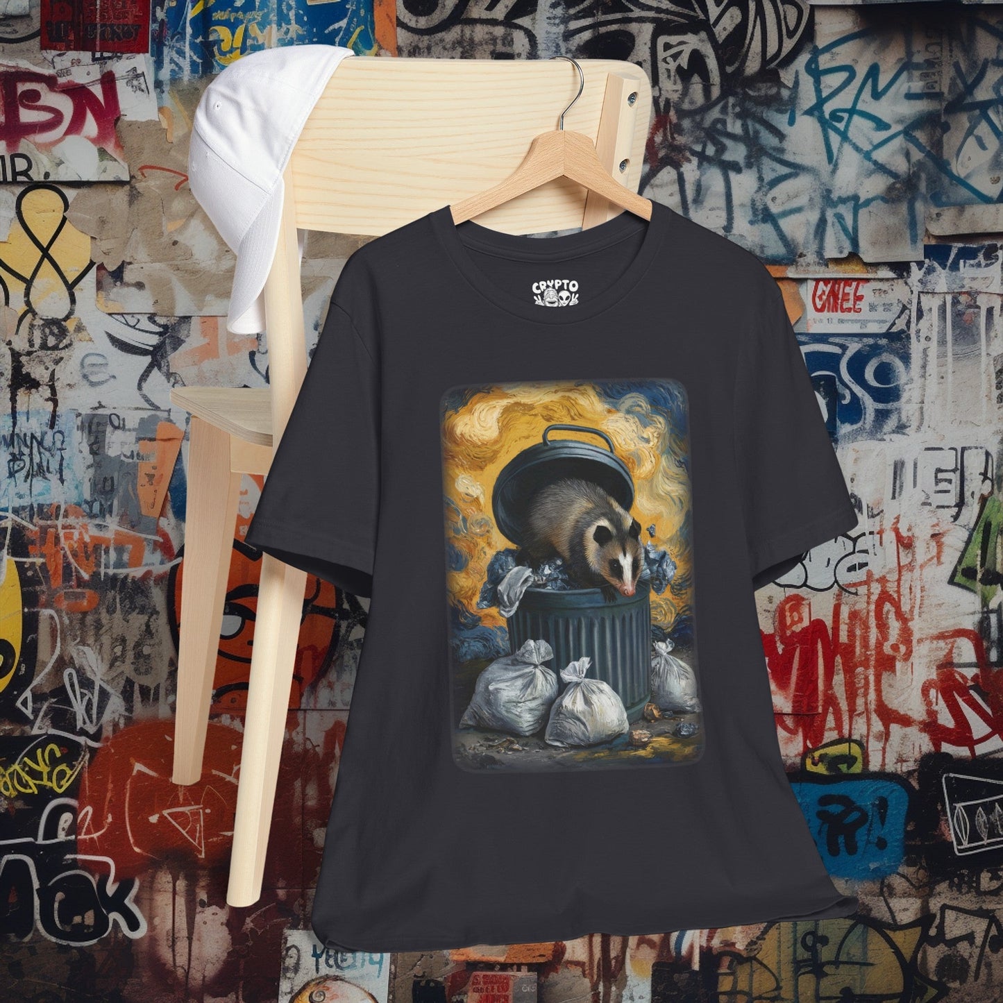 Opposum Eating Trash Van Gogh Shirt | Bella+Canvas Tee | Funny Artist Shirt - Crypto Zoo Tees - T-Shirt