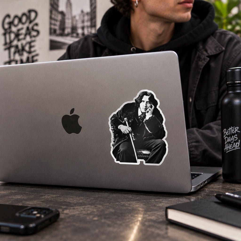 Paper products - Oscar Wilde Sticker | Victorian Writer Portrait 4.5" x 3.5" from SHIRT MONSTERS