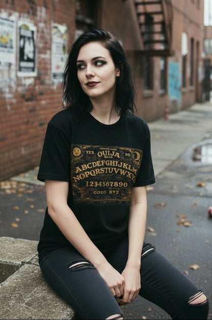 T-Shirt - Ouija Board Shirt | Unisex Heavy Cotton - Gildan 5000 | Ghosts & Paranormal, Horror, Goth/Gothic from Crypto Zoo Tees