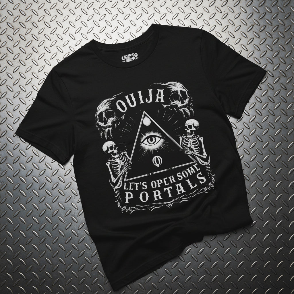 Ouija - Let's Open Portals Funny Gothic Tee | Bella + Canvas Unisex T-shirt - Crypto Zoo Tees - T-Shirt