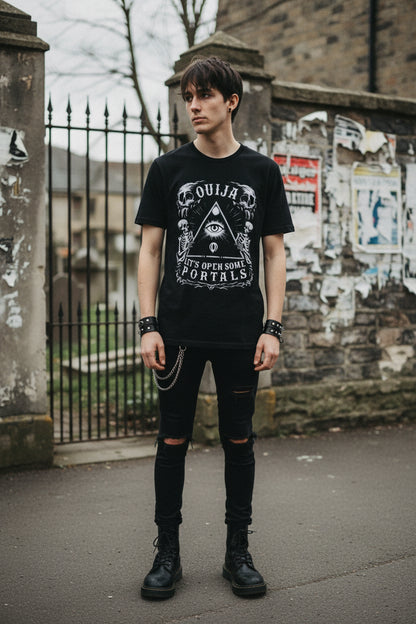 Ouija - Let's Open Portals Funny Gothic Tee | Bella + Canvas Unisex T-shirt - Crypto Zoo Tees - T-Shirt