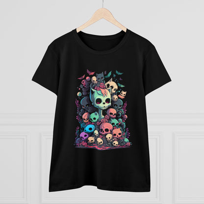 T-Shirt - Pastel Goth Skeleton Kittens | Women's T-Shirt | Cotton Ladies Tee from Crypto Zoo Tees