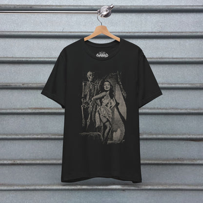 T-Shirt - Pin - Up Skeleton Babe | Unisex T-shirt (Bella+Canvas 3001) | Horror, Skulls &amp; Skeletons | Goth/Gothic, Rockabilly from Crypto Zoo Tees