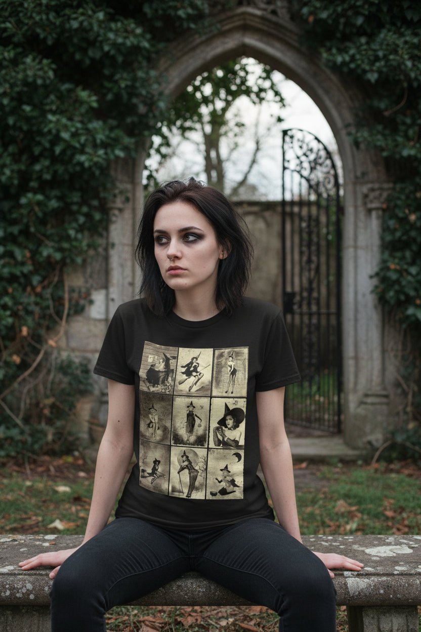 All Items - Pinup Witches Shirt | Ladies Tee - Gildan 5000L | Halloween, Spiritual | Retro & Vintage from SHIRT MONSTERS