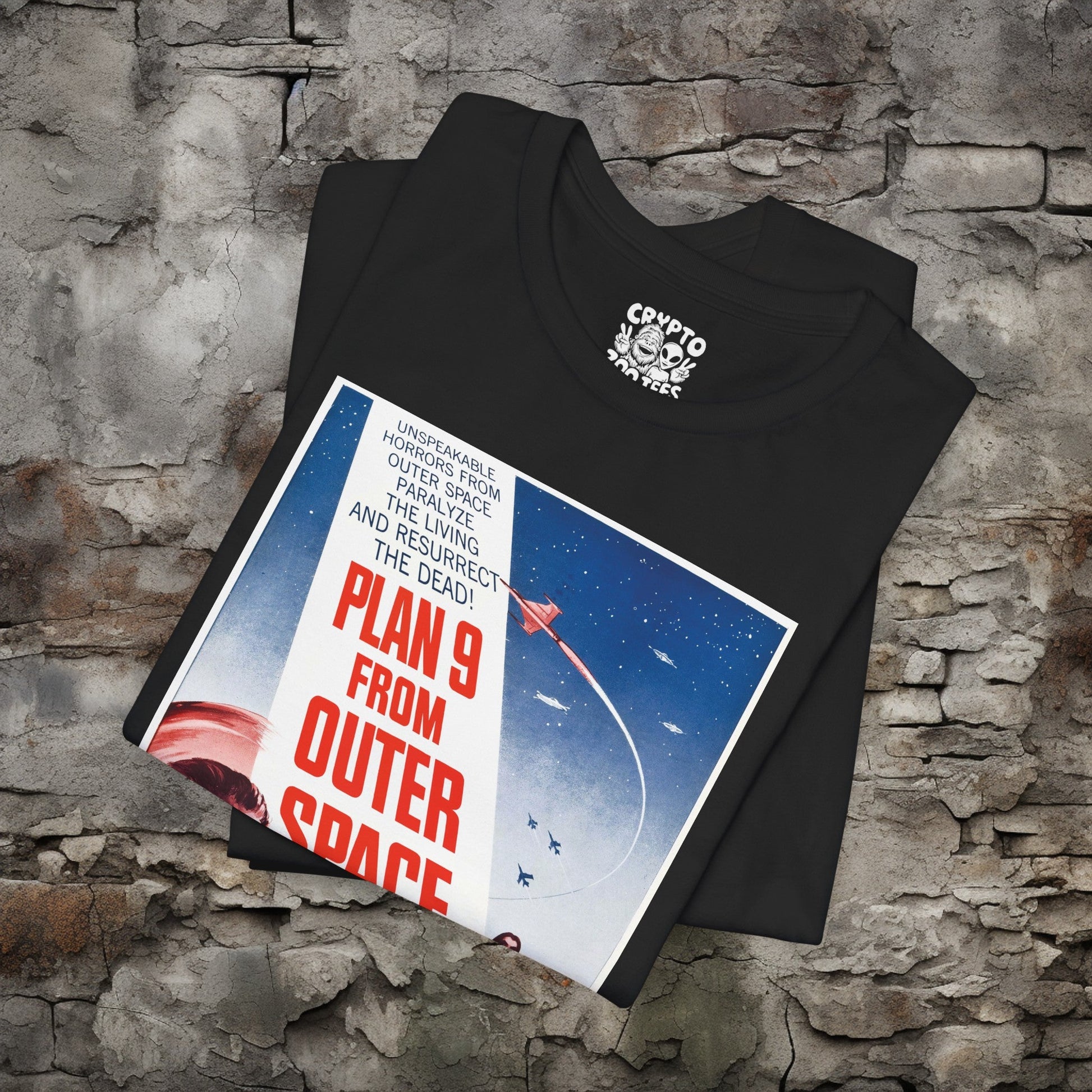 T - Shirt - Plan 9 From Outer Space 1959 Movie Color Poster Tee | Movies and TV | Horror | Bella + Canvas Unisex T - shirt from Crypto Zoo Tees