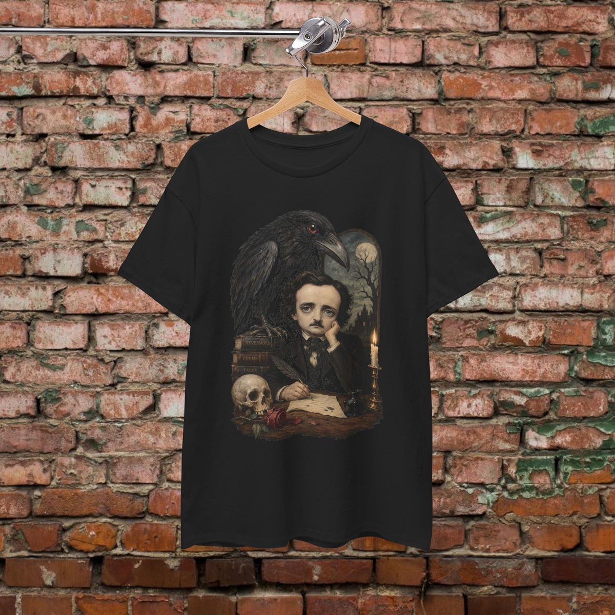 T-Shirt - Poe Raven Shirt Edgar Allan Poe T Shirt Gothic Literature Sweatshirt Nevermore Hoodie Dark Academia Outfit Book Lover Gift for Horror from SHIRT MONSTERS