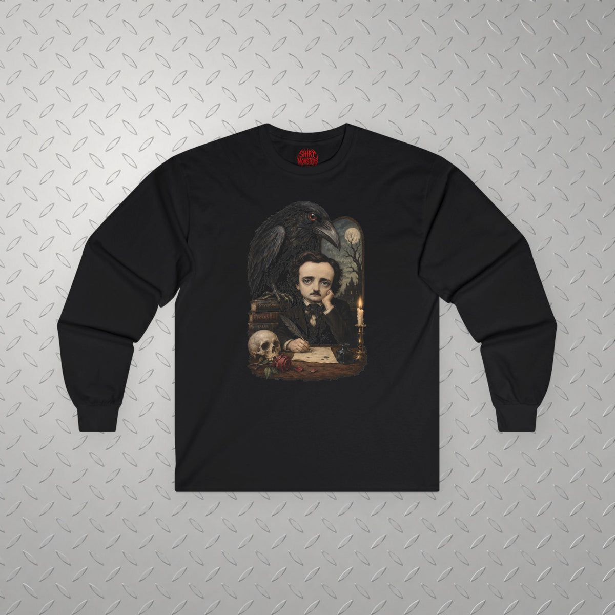 T-Shirt - Poe Raven Shirt Edgar Allan Poe T Shirt Gothic Literature Sweatshirt Nevermore Hoodie Dark Academia Outfit Book Lover Gift for Horror from SHIRT MONSTERS