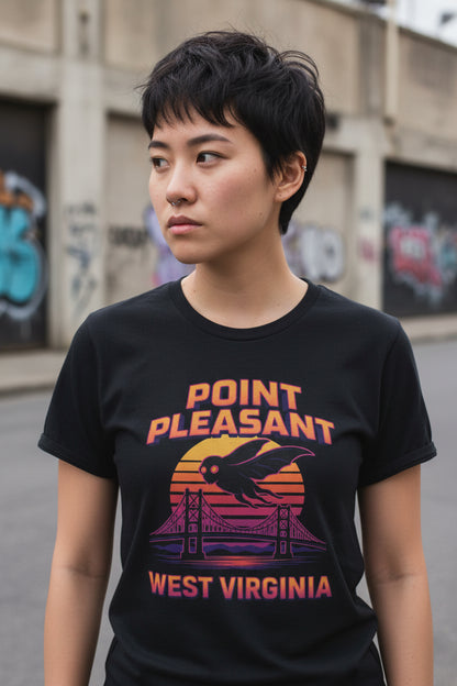 T-Shirt - Point Pleasant Mothman | Unisex T-shirt (Bella+Canvas 3001) | Cryptids, Ghosts &amp; Paranormal | Retro &amp; Vintage from Crypto Zoo Tees