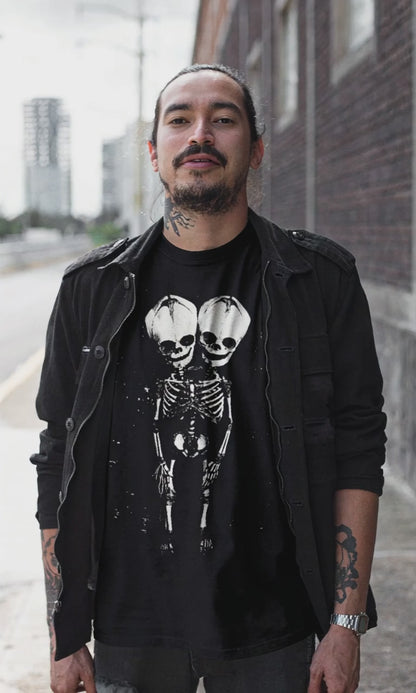 2 Headed Skeleton | Light Fitted - Unisex Bella+Canvas 3001 | Skulls & Skeletons | Goth/Gothic, Punk