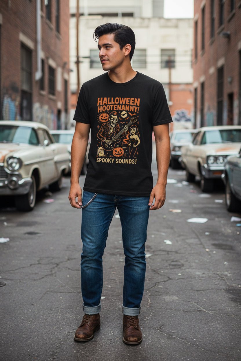 T-Shirt - Psychobilly Zombie Tee | Light Fitted - Unisex Bella+Canvas 3001 | Horror, Halloween | Rockabilly from SHIRT MONSTERS