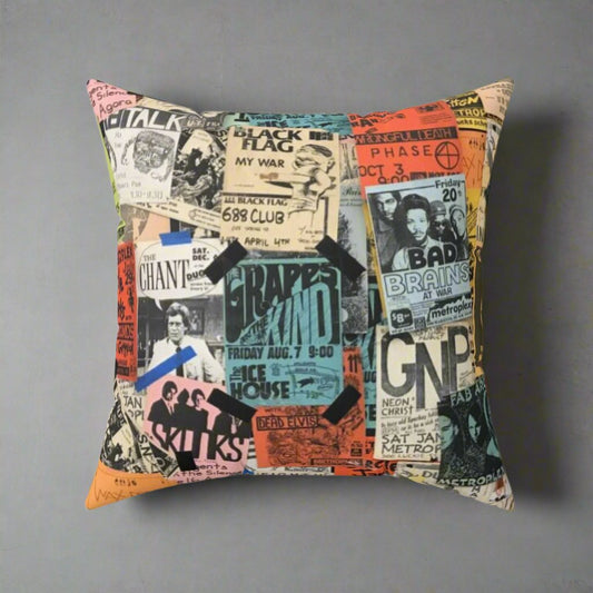 Home Decor - PUNK MUSIC POSTERS - Spun Polyester Square Pillow - Punk Hardcore Home Decore from Crypto Zoo Tees