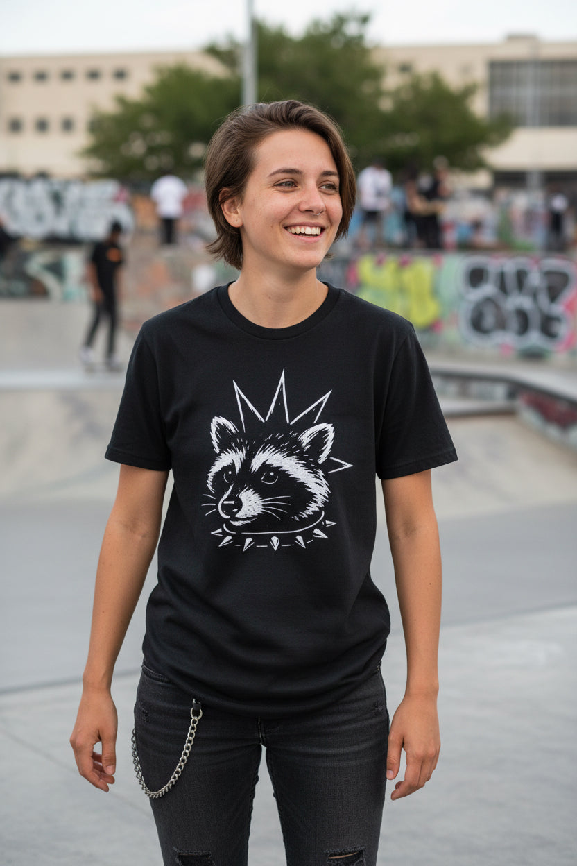 T-Shirt - Punk Raccoon Tee | Unisex T-shirt | Animals, Funny | Punk from Crypto Zoo Tees