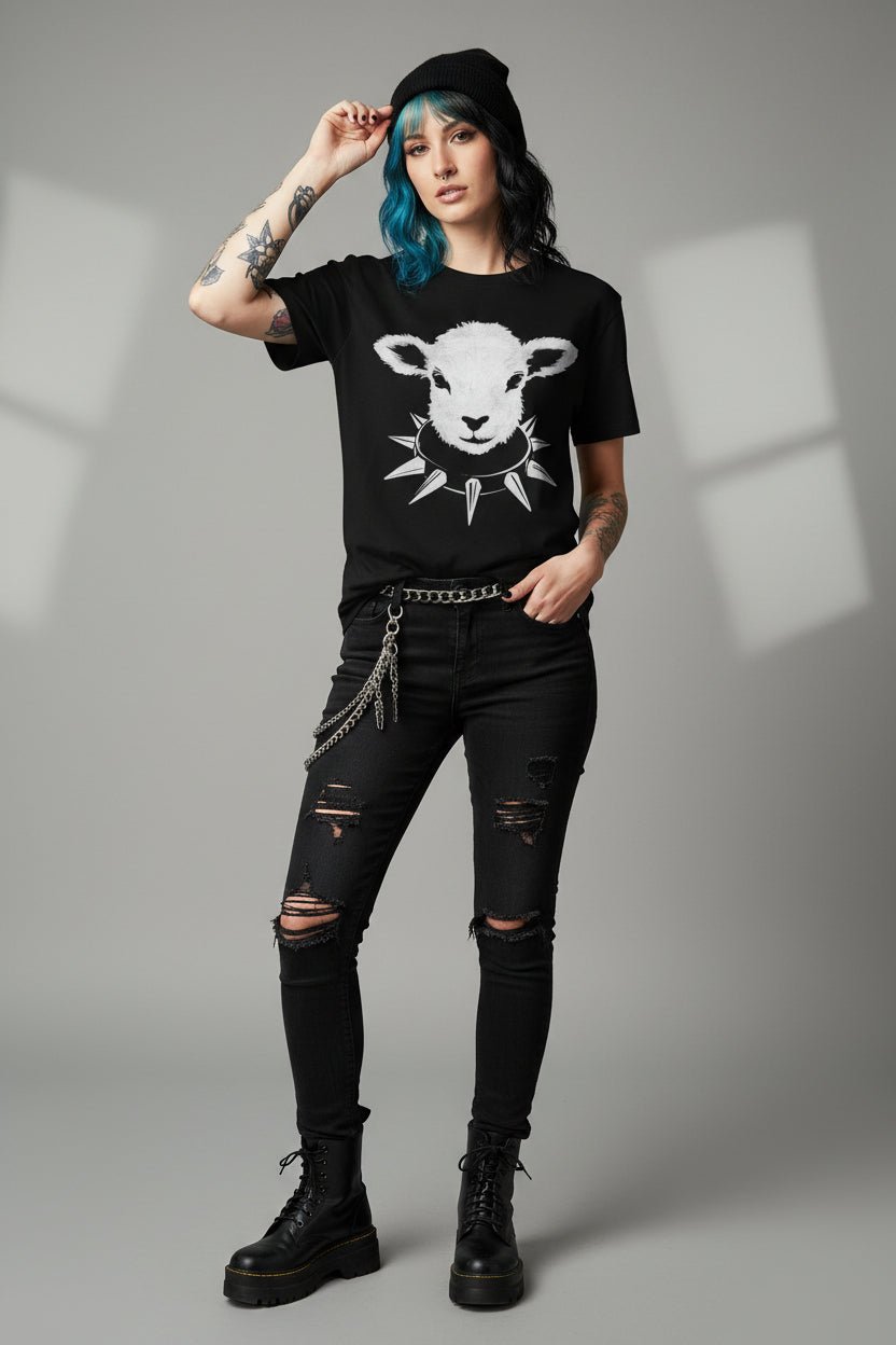 T-Shirt - Punk Rock Lamb Shirt | Animals, Funny | Ladies Tee - Gildan 5000L | Punk from SHIRT MONSTERS