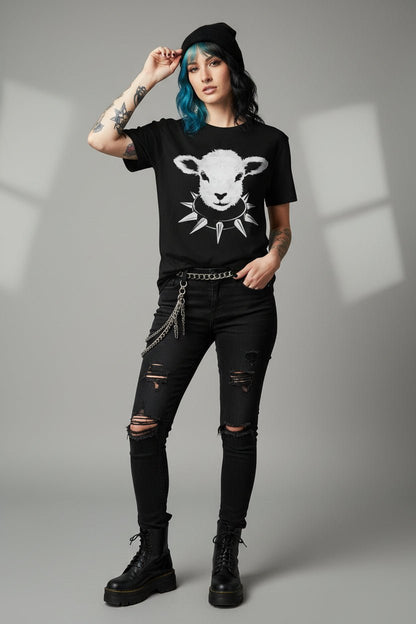 T-Shirt - Punk Rock Lamb Shirt | Animals, Funny | Ladies Tee - Gildan 5000L | Punk from SHIRT MONSTERS