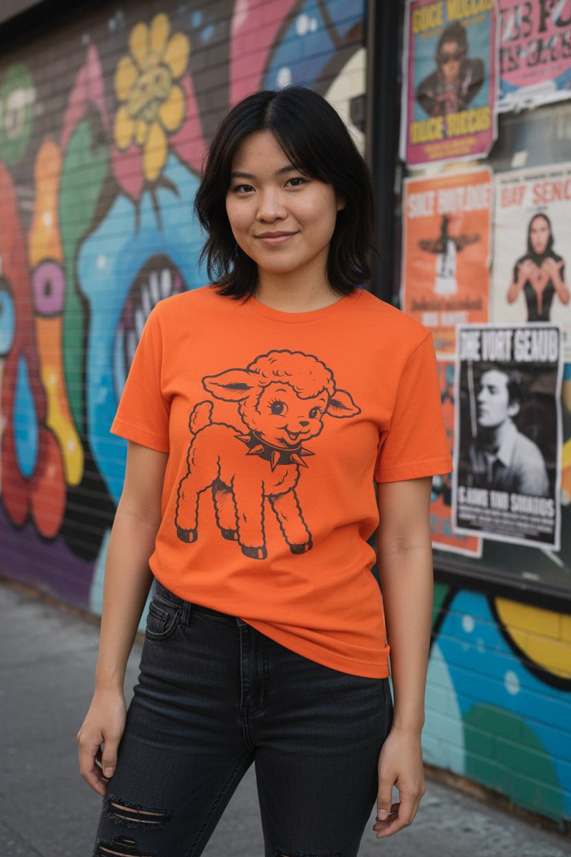 T-Shirt - Punk Rock Lamb Shirt | Animals, Funny | Light Fitted - Unisex Bella+Canvas 3001 | Punk from SHIRT MONSTERS
