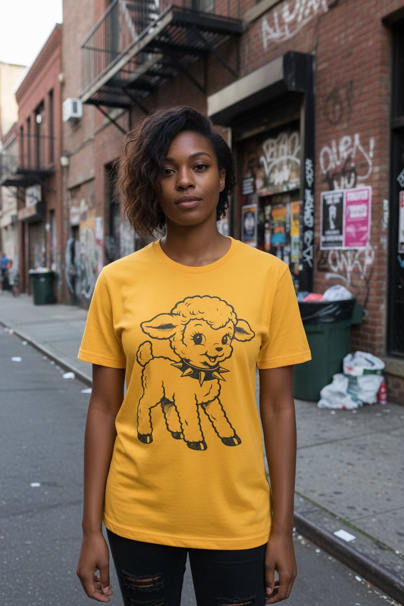 T-Shirt - Punk Rock Lamb Shirt | Animals, Funny | Light Fitted - Unisex Bella+Canvas 3001 | Punk from SHIRT MONSTERS