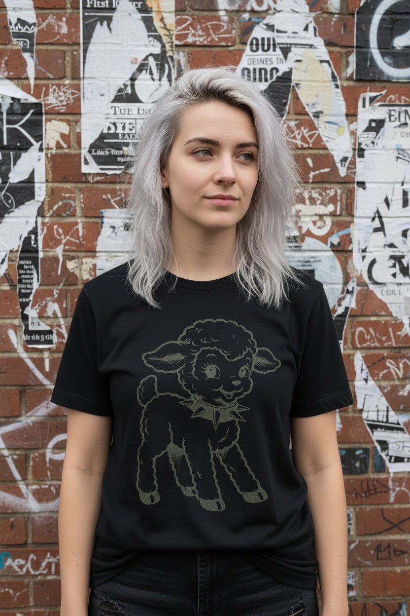T-Shirt - Punk Rock Lamb Shirt | Animals, Funny | Light Fitted - Unisex Bella+Canvas 3001 | Punk from SHIRT MONSTERS