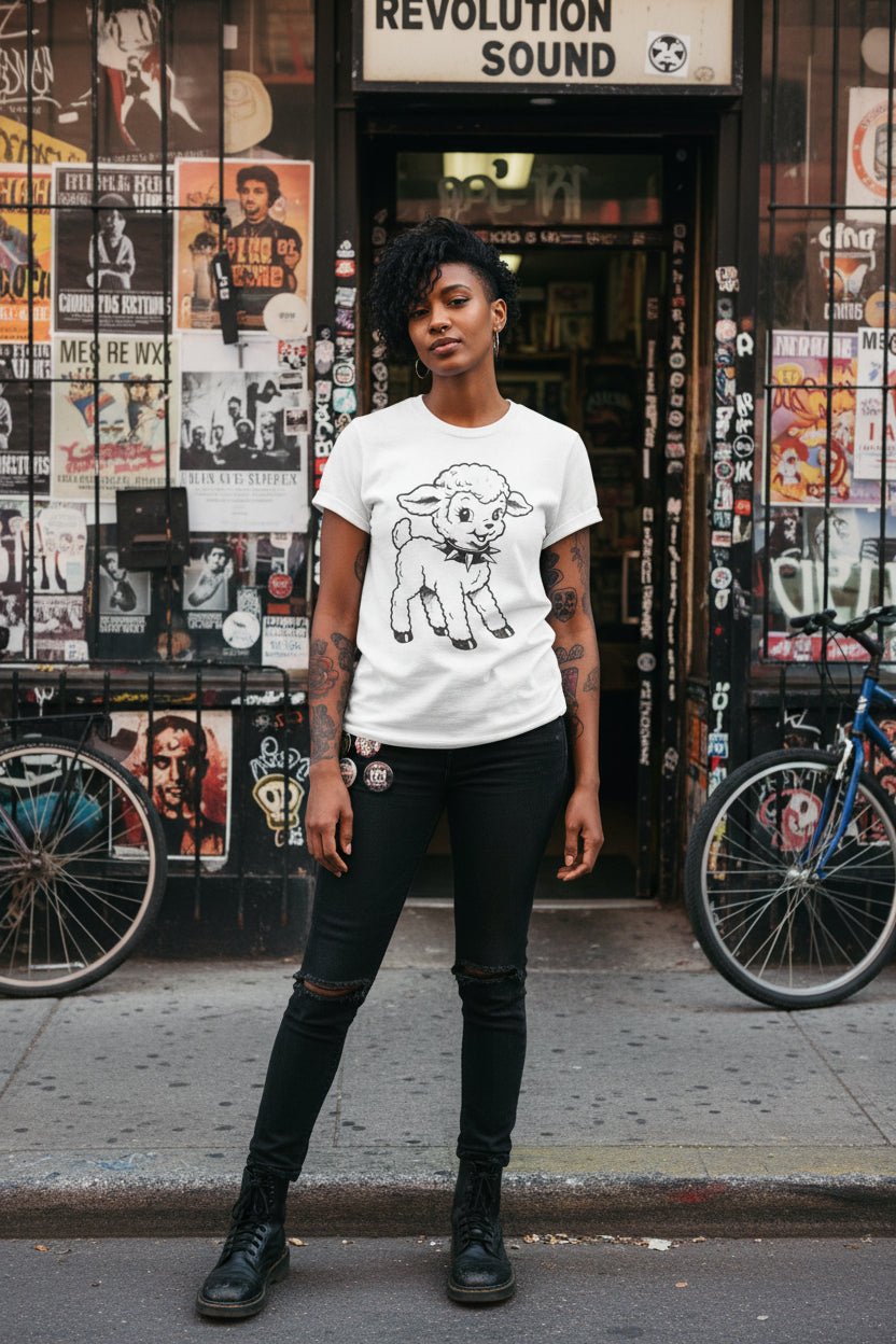 T-Shirt - Punk Rock Lamb Shirt | Animals, Funny | Light Fitted - Unisex Bella+Canvas 3001 | Punk from SHIRT MONSTERS