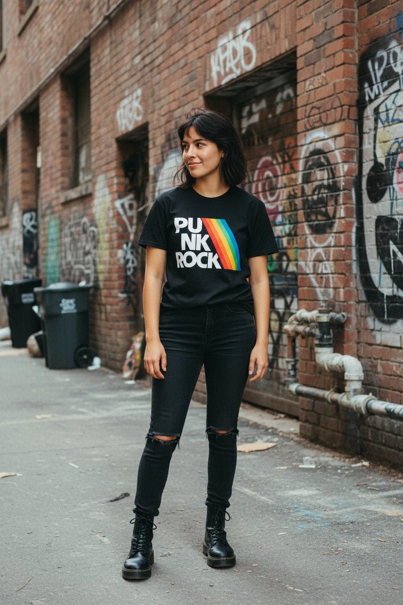 T-Shirt - Punk Rock Rainbow Shirt | Unisex Heavy Cotton Gildan 5000 | Music | Punk from SHIRT MONSTERS