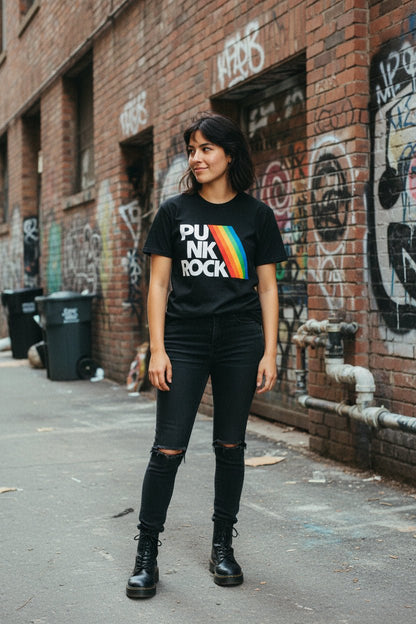 T-Shirt - Punk Rock Rainbow Shirt | Unisex Heavy Cotton Gildan 5000 | Music | Punk from SHIRT MONSTERS