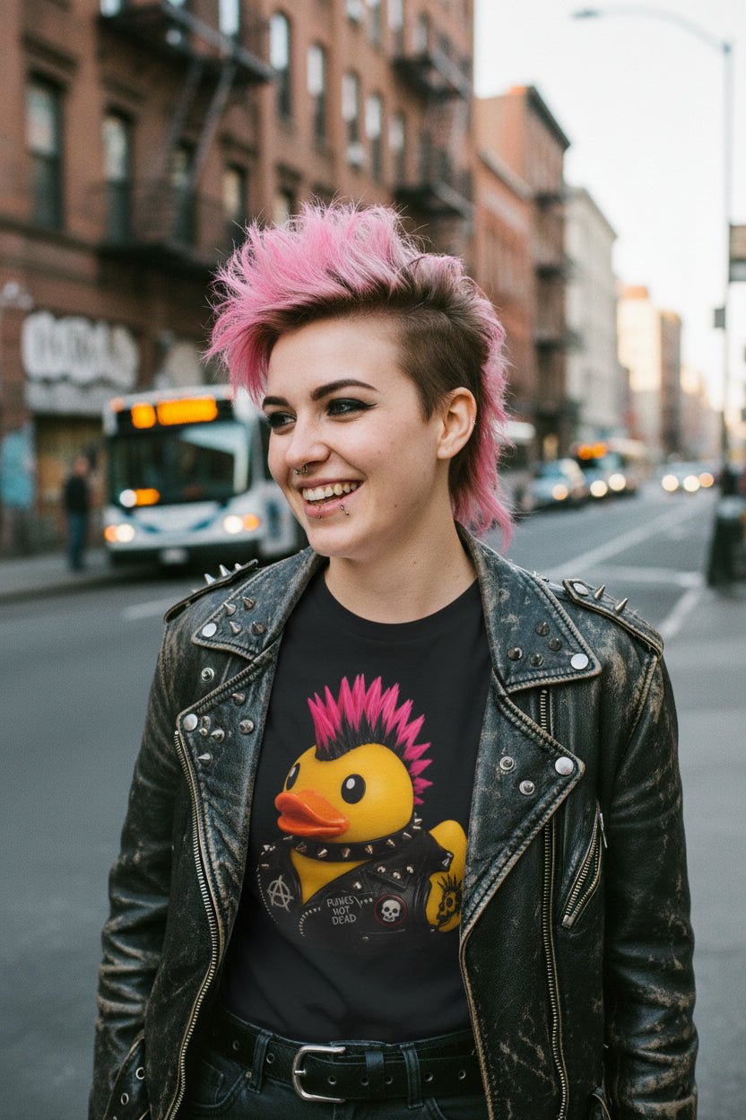 T-Shirt - Punk Rubber Duck Shirt | Light Fitted - Unisex Bella+Canvas 3001 | Animals, Funny | Punk from SHIRT MONSTERS