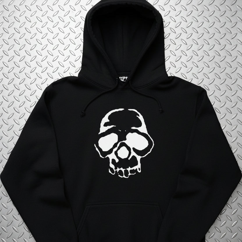 Hoodie - Punk Stenciled Skull | Hoodie | Hooded Sweatshirt from Crypto Zoo Tees
