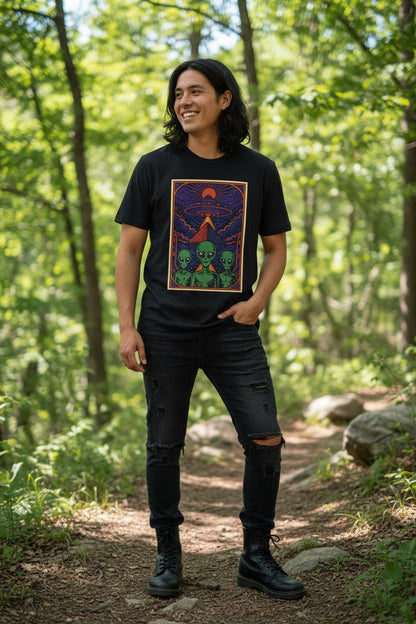 T-Shirt - Pyramid UFO Vision | Unisex T-shirt (Bella+Canvas 3001) | Alien &amp; UFO | Psychedelic from Crypto Zoo Tees