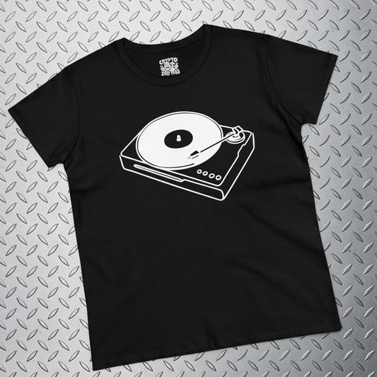 T-Shirt - Record Player | Retro | Music Media | Women's T-Shirt | Cotton Tee from Crypto Zoo Tees