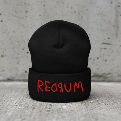 - REDRUM Cuffed Beanie | Horror | Goth/Gothic from SHIRT MONSTERS