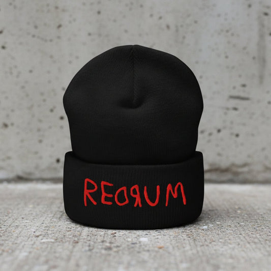 - REDRUM Cuffed Beanie | Horror | Goth/Gothic from SHIRT MONSTERS
