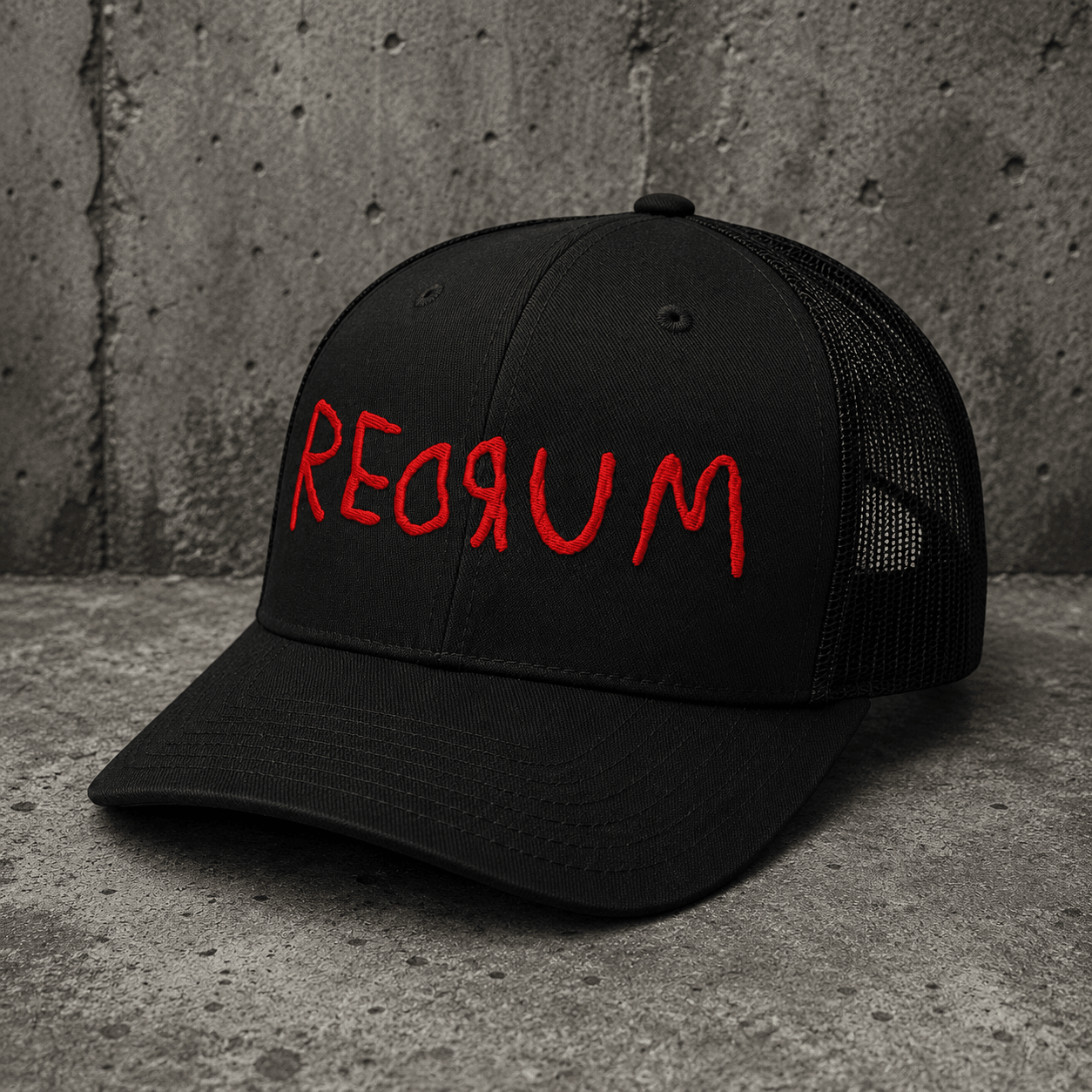 - REDRUM Trucker Hat | Horror | Goth/Gothic from SHIRT MONSTERS