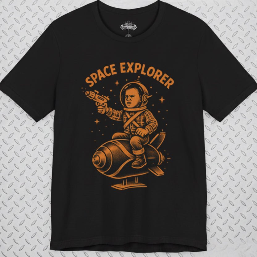 T-Shirt - Retro Space Explorer Tee | Light Fitted - Unisex Bella+Canvas 3001 | Alien & UFO, Retro & Vintage | Psychedelic from SHIRT MONSTERS