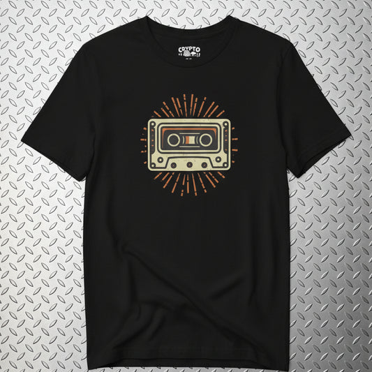 T-Shirt - Retro Sun Cassette Tape Tee | Unisex T-shirt | Music, Retro | Vintage, 80s Aesthetic from Crypto Zoo Tees